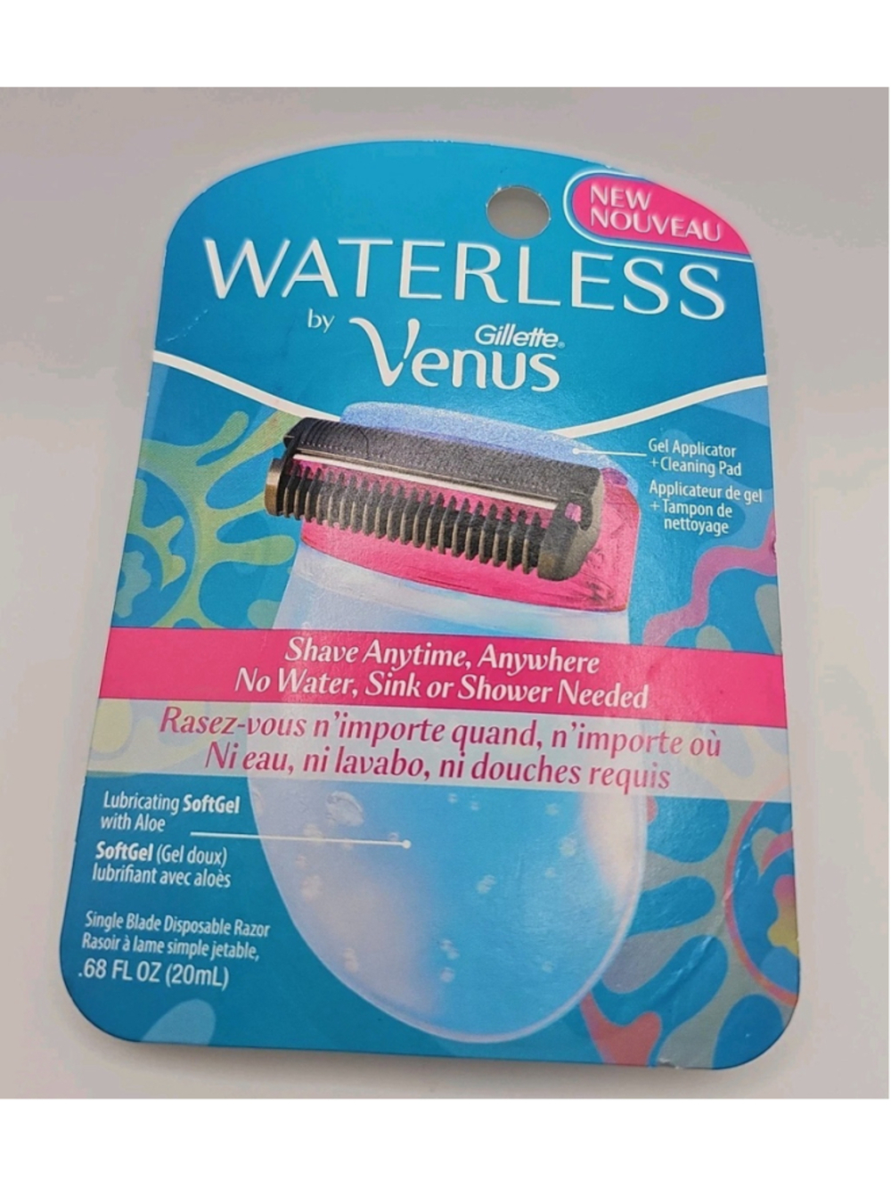 Gillette Venus Waterless Travel Razor x1 Single Blade Disposable .68oz 20ml New